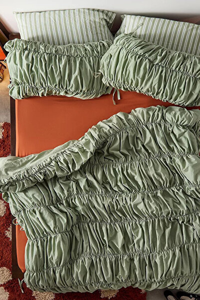 İQON Double Pleated Duvet Cover Set Çağla