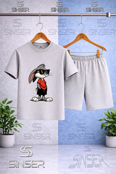 SS SİNSER Kids' Gzlk Boksbony Printed Crew Neck T-Shirt - Shorts Set