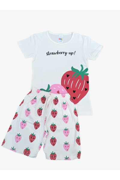 zahider Κοριτσίστικο βαμβακερό καλοκαιρινό σετ πιτζάμες με στάμπα και σορτς (...