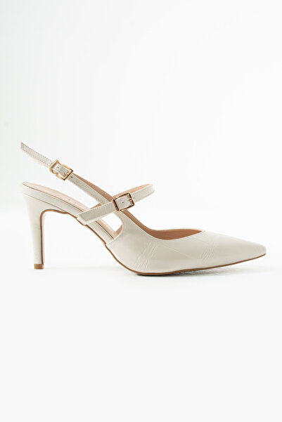 Sira Official Blair Beige Croco Thin Heeled Shoes