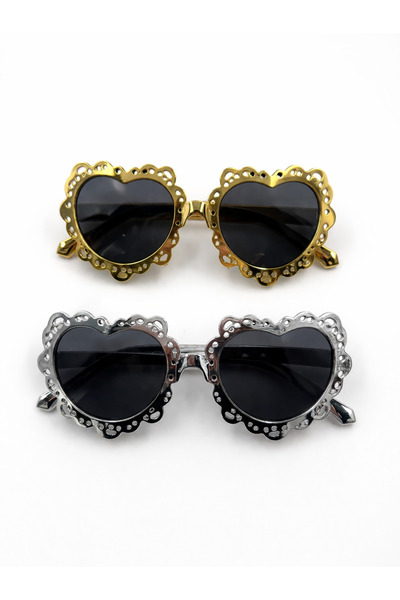 PARTİPORT Heart Shaped Party Glasses with Gold Silver Stones Birthday Bachelo...