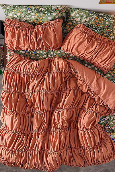 İQON Double Pleated Duvet Cover Set Tile