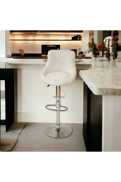 Al Saadah Home Adjustable Bar Stool Bench - 104 X 50 X 50 cm - White