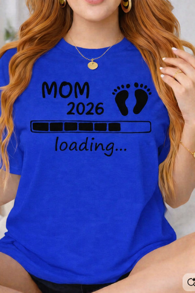 ArtYus Μπλουζάκι εγκύου με στάμπα Mom 2026 Loading, Βαμβακερό, άνετης εφαρμογ...