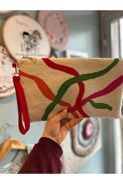 Craft Craftsi̇s Handmade Punch Processing Clutch Bag