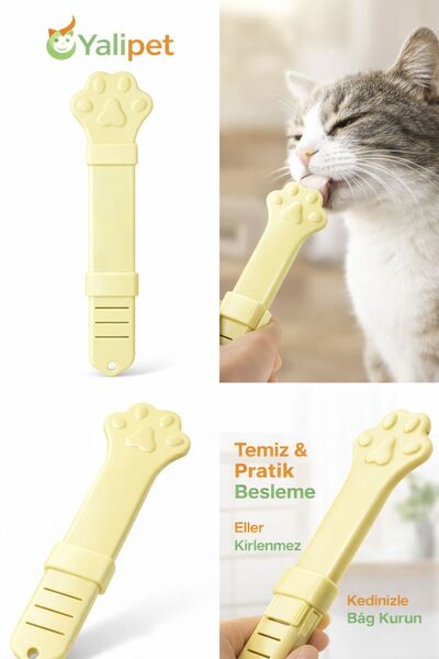 yalıpet Kedi/köpek Krema Ödül Maması Yedirme Kaşığı (Hijyenik KAŞIK) sarı