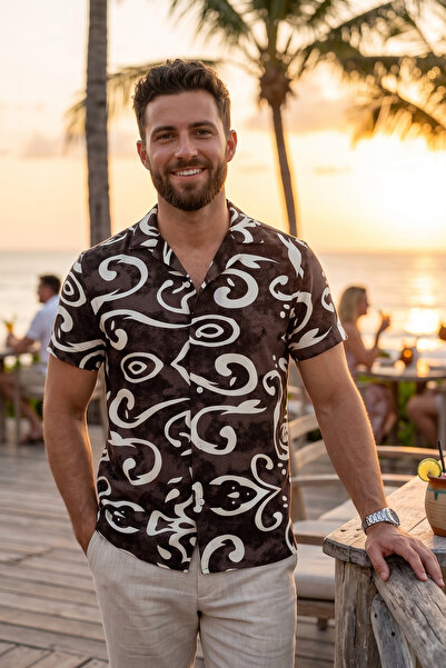 Exve Exclusive Καφέ βιζόν με λευκό ντεγκραντέ σχέδιο, φυσικό αναπνεύσιμο βισκ...