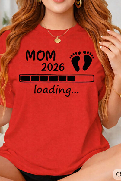 ArtYus Μπλουζάκι εγκύου με στάμπα Mom 2026 Loading, Βαμβακερό, άνετης εφαρμογ...