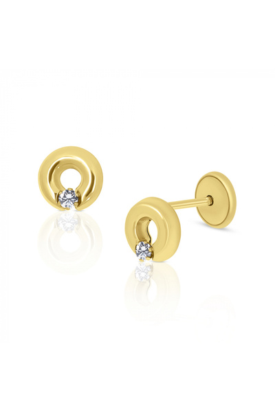 KALINI Προστατευτικά σκουλαρίκια, 14Κ κίτρινος χρυσός, Διαμαντένιοι κρίκοι 6 ...