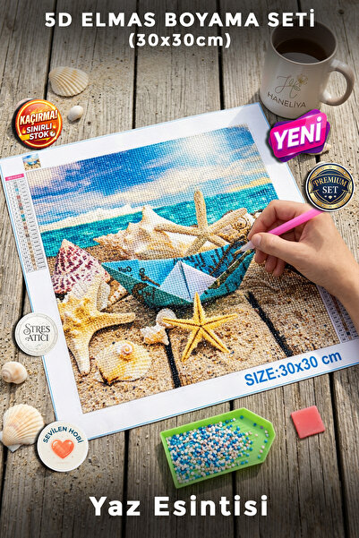 Haneliya Yaz Esintisi - 5D Elmas Boyama Seti - Diamond Painting Mozaik Hobi K...