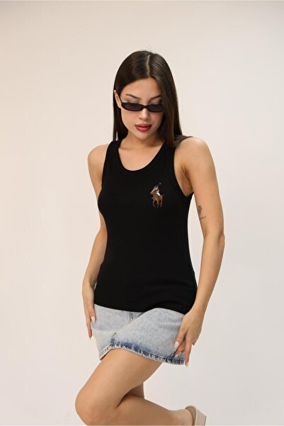 Hira Clothing Women's Teddy Bear Left Chest Printed Ribbed Crew Neck Long Tan...