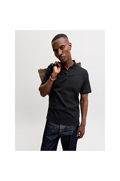 Jack & Jones Ανδρικό μαύρο μπλουζάκι πόλο Austin (12268130-B)