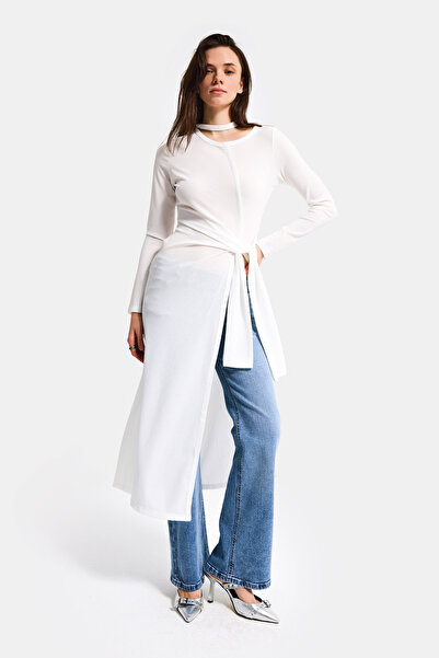 it's basic Γυναικείο λευκό μάξι φόρεμα w5 από 100% οργανικό ύφασμα με σχέδιο ...