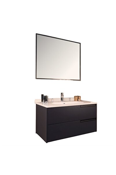 kobos Eylül 100 cm Banyo Dolabı Seti Argento