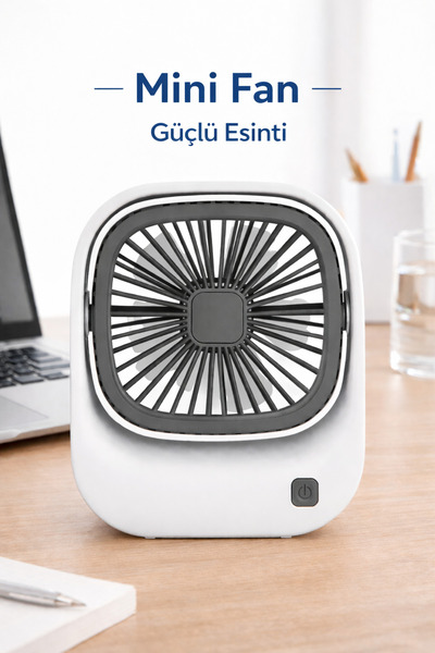 Dexmon Mini Masaüstü Fan Şarjlı Sessiz Güçlü Kademeli Ofis Ev Oda Tipi Vantil...