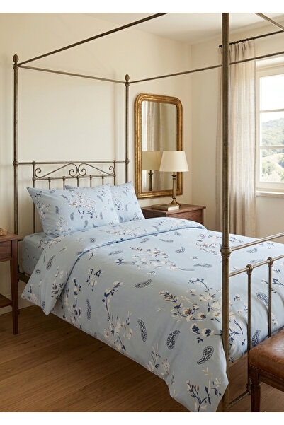 mihriban Σετ Παπλωματοθήκη Διπλού Μεγέθους με Μπλε Έθνικ Σχέδιο (ΧΩΡΙΣ ΣΕΝΤΟΝΙΑ)