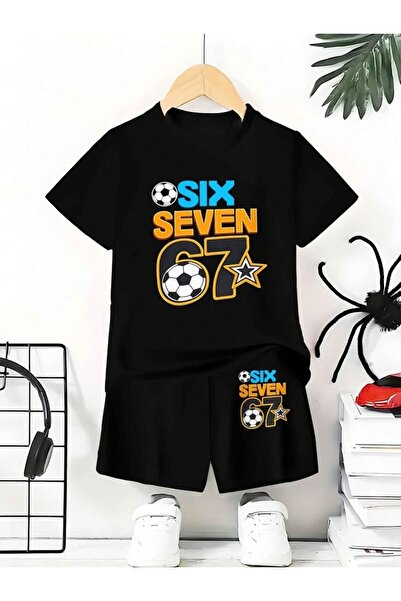 SVART WEAR Six Seven 67 Παιδικό μπλουζάκι με στάμπα και σορτς - Σετ