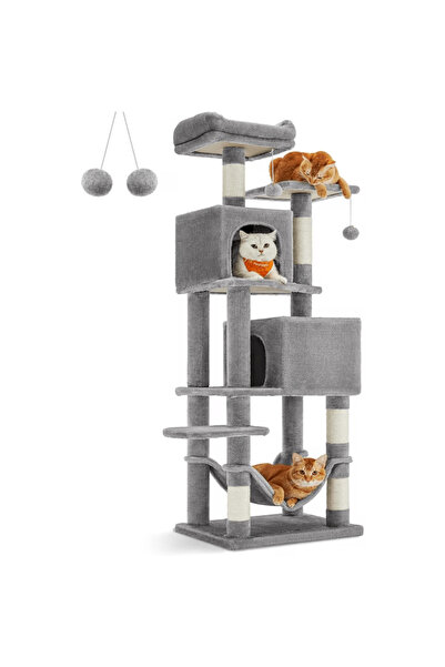 NEXTWAVE ®   Σετ παιχνιδιού για γάτες, 155 εκ., 3 Επίπεδα, 2 Σπιτάκια, Αιώρα,...