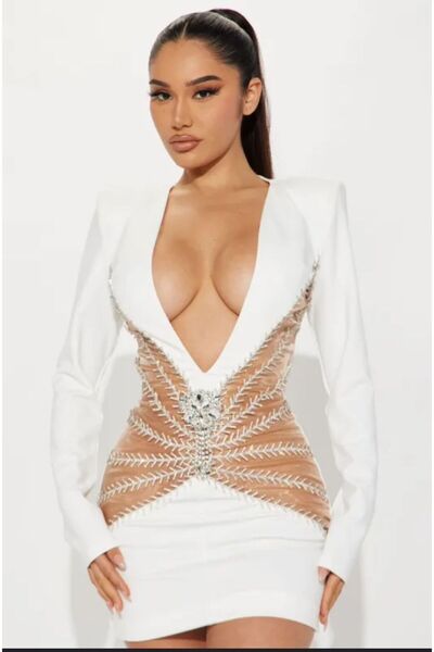 Zaghou Long-Sleeved Knitted Stretch Bandage Dress