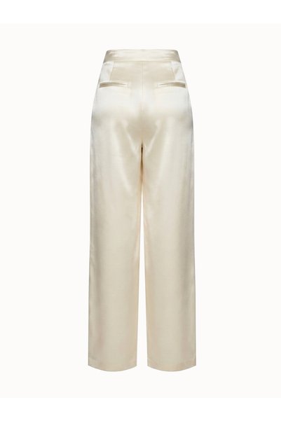 Mavlo Ecru Satin Wide Leg Trousers