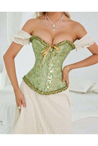 Tual Πράσινο ανάγλυφο μπουστάκι με λεπτομέρεια κορδέλας και χωρίς τιράντες