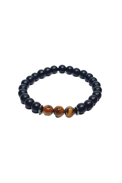 Janti Jtss26Blk1830 Eye of Kaplang Oxite and Hematite Natural Stone Black 8 m...
