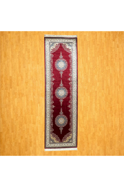 MEVLANA BAZAAR Üçlü Madalyon Motifli 90 x 300 İpek Yolluk