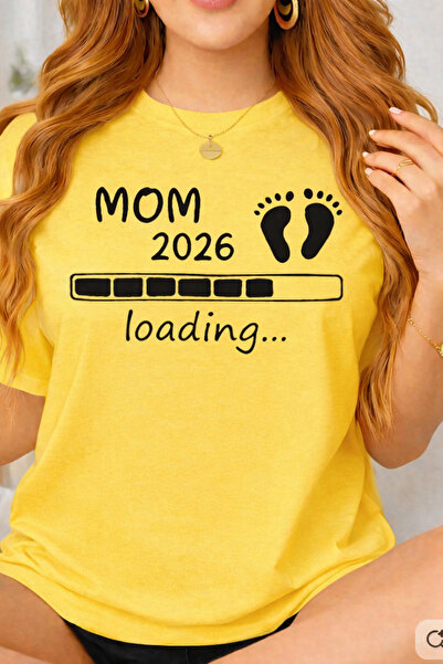 ArtYus Μπλουζάκι εγκύου με στάμπα Mom 2026 Loading, Βαμβακερό, άνετης εφαρμογ...