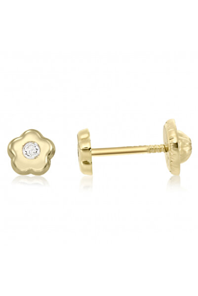 KALINI Cercei de protecție, Aur galben de 14K, Cercei tip inel cu diamante de 6 mm