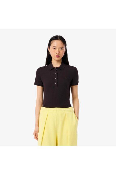 Lacoste Kadın Slim Fit Kahverengi Polo