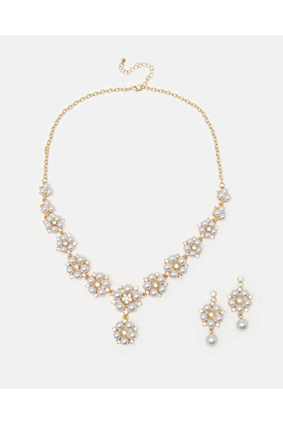 REDTAG Women Gold Necklace And Earring Set