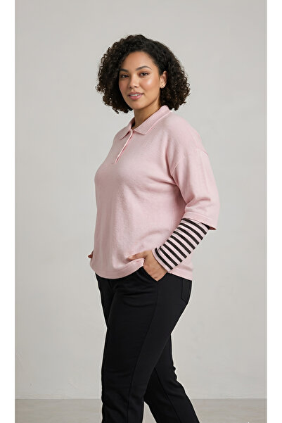BLOUSE Katmanlı Kol Detaylı Oversize Polo Yaka Üst