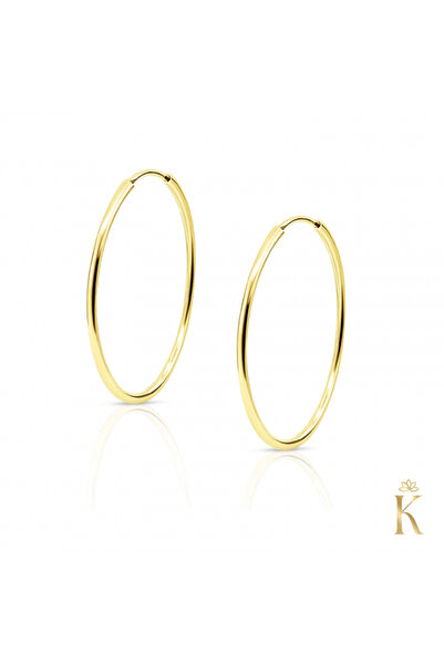 KALINI Σκουλαρίκια από κίτρινο χρυσό 9Κ, Μεγάλοι κρίκοι κρεόλ 25 χιλιοστά