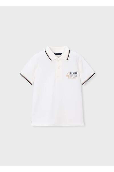 MAYORAL Tricou cu guler polo imprimat pentru băieți, cu tematică de fotbal, 4...