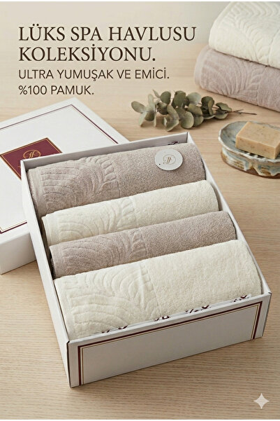 MUK's 100% Cotton Luxury Spa Towel Set 4 Pieces (2 Bath + 2 Face) Ultra Soft ...