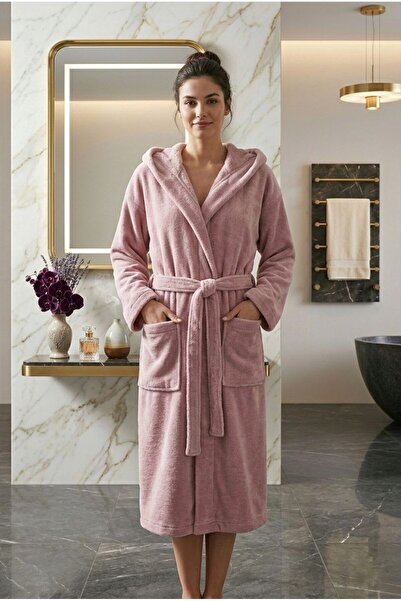 Loselya Rashell Welsoft Λούτρινο Μπουρνούζι με Κουκούλα