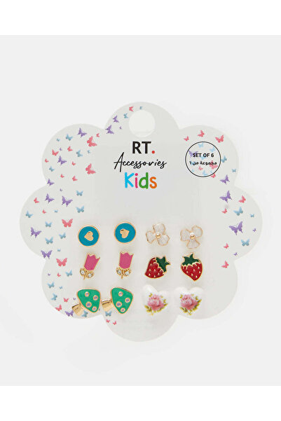 REDTAG Girls Assorted Earring Studs (6 Pairs)