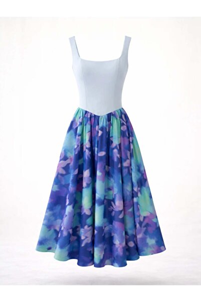 Retrobird Γυναικείο φόρεμα μίντι κορσέ Belle δεκαετίας '50, τιρκουάζ