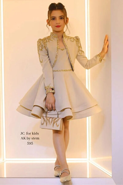 JC فستان سهرة بناتي أبيض مع حقيبة يد Violet Flower Boutique