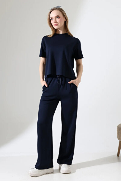 ubmbutik Set de damă - Tricou și pantaloni largi cu buzunare - Țesătură modal...