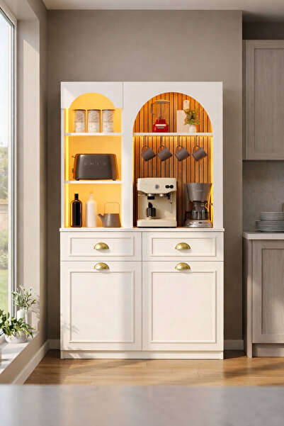 Avmpark Küba Kahve Köşesi 2K Airfry Kiler Dolabı Çok Amaçlı Bar Dolabı Led Iş...