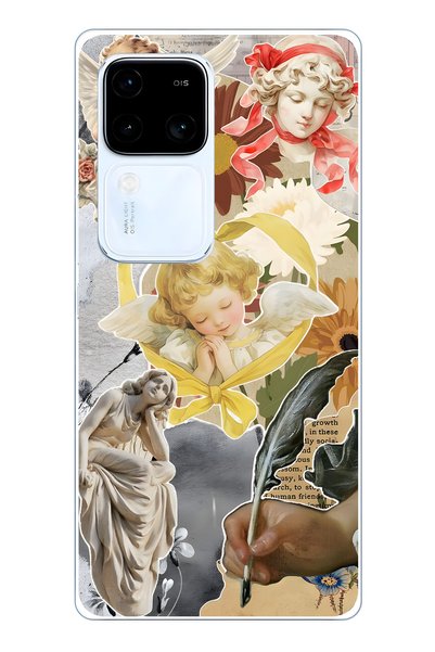 FLAMENKO Vivo V30 Compatible Angels and Sculpture Collage Pattern Transparent...