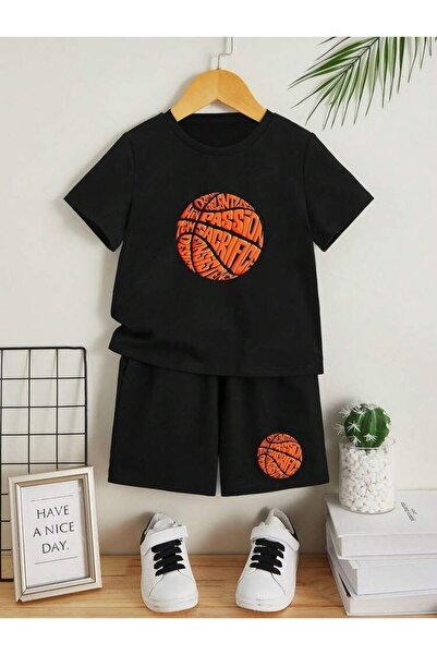 SVART WEAR Παιδικό μπλουζάκι με στάμπα μπάσκετ και σορτς - Σετ