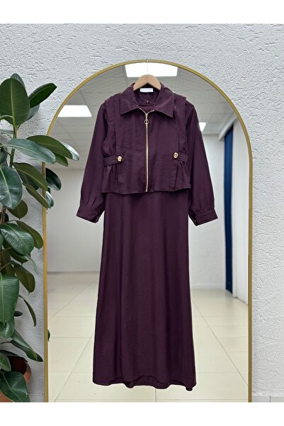 MİHRA STORE Φόρεμα Bendu με πλαϊνές επωμίδες και φερμουάρ, διπλό - MF1799 Δαμ...