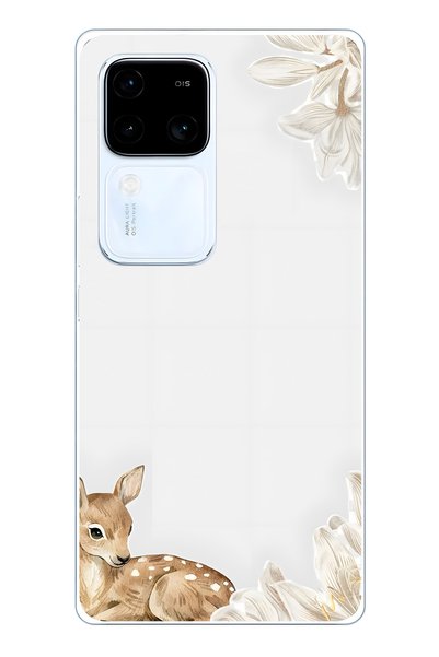 FLAMENKO حافظة هاتف شفافة متوافقة مع Vivo V30 بنمط جرو الغزال