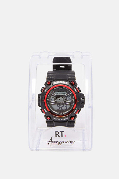 REDTAG Boys Black And Red Multi Functional Digital Watch