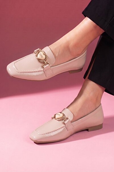 FUGA MODA Γυναικεία Loafer Μπαλαρίνα Casual Παπούτσια Lodi Beige με τσαλακωμέ...