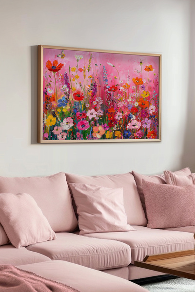 STARYUNA Πίνακας με εφέ ελαιογραφίας, Ξύλινο πλαίσιο, Πολύχρωμος Κήπος με λου...