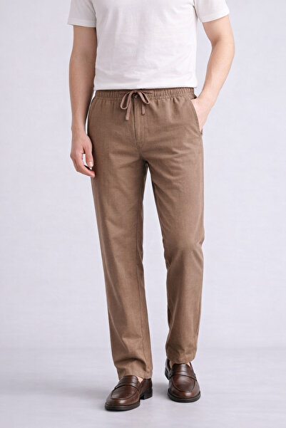 WE&ME Ανδρικό παντελόνι από 100% βαμβάκι με λινή όψη, στενή εφαρμογή και ελασ...