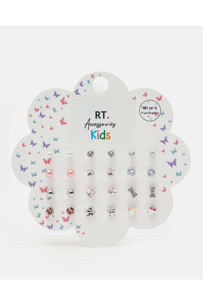 REDTAG Girls Assorted Stud Earrings Set 12 Piece
